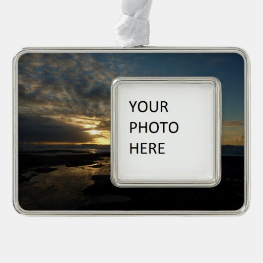 San Diego Sunset III Atemberaubendes Kalifornien L Rahmen-Ornament Silber (Vorderseite)