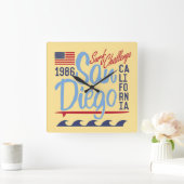 San Diego Surf Challenge 1986 Quadratische Wanduhr (Zuhause)