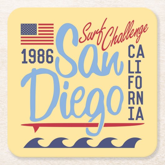 San Diego Surf Challenge 1986 Rechteckiger Pappuntersetzer (Vorderseite)