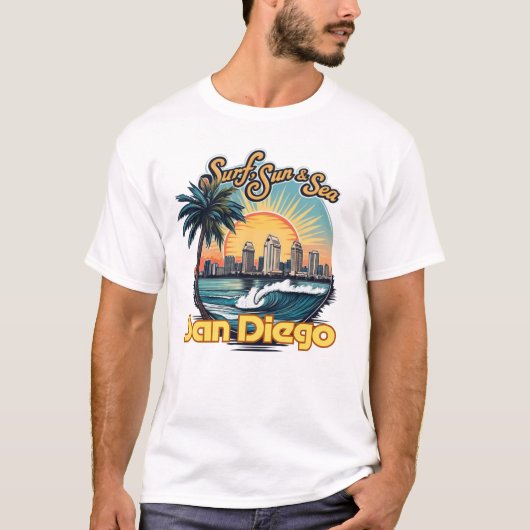 San Diego, "Surf, Sun & Sea" T-Shirt (Vorderseite)