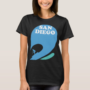 San Diego Surfer Blaue Welle Retro Reise T-Shirt