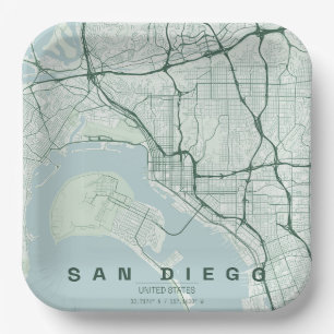 San Diego USA Stadtplan Minimales Design Pappteller