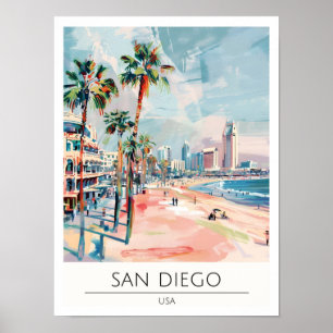 San Diego USA Vintage Art Illustration Reise Poster