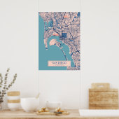San Diego - Vereinigte Staaten - Breezy City Map Poster (Küche)