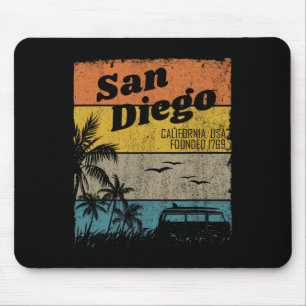 San Diego Vintage Kalifornien Beach Surfing Retro Mousepad