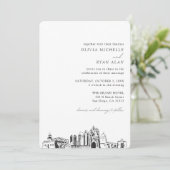 San Diego Wedding Elegante Skyline Einladung (Stehend Vorderseite)
