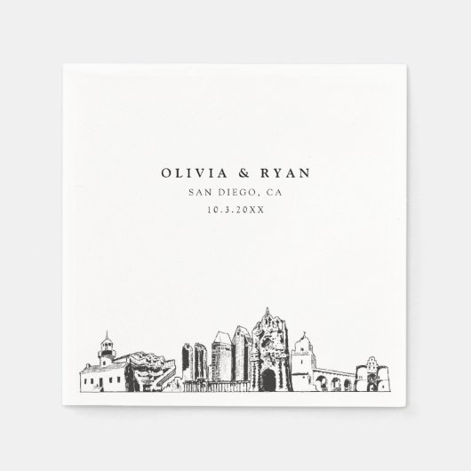 San Diego Wedding Minimalistisch Paper Serviette (Vorderseite)