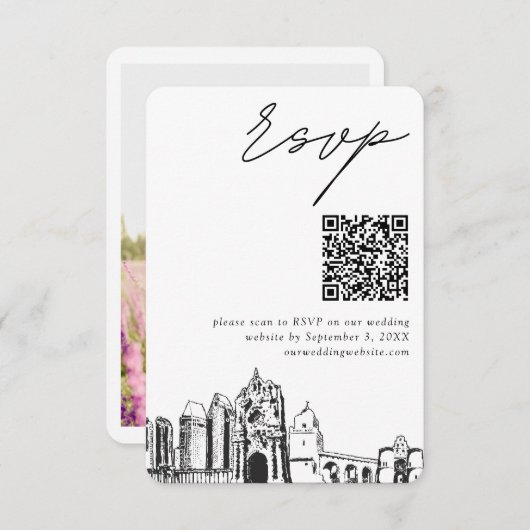 San Diego Wedding Modern UAWG QR Code Begleitkarte (Vorne/Hinten)