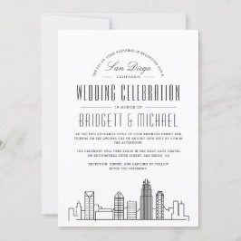 San Diego Wedding | Moderner Deko City Skyline Einladung