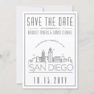 San Diego Wedding Stilisierte Skyline Save the D Einladung