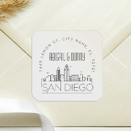 San Diego Wedding | Voradressierter Umschlag Aufkl Quadratischer Aufkleber