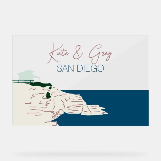 San Diego Wedding Welcome Acrylschild (Vorderseite)