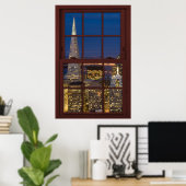 San Fran Skyline bei Night Imitats Cherry Wood Win Poster (Heimbüro)