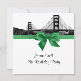 San Fran Skyline Etched BW Dark Jade SQ Geburtstag Einladung