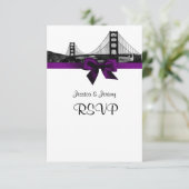 San Fran Skyline Etched BW Lila UAWG Menu RSVP Karte (Stehend Vorderseite)