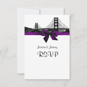 San Fran Skyline Etched BW Lila UAWG Menu RSVP Karte
