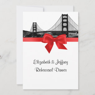 San Fran Skyline Etched BW Red Probe Dinner Einladung