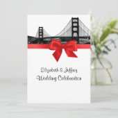 San Fran Skyline Etched BW Red Wedding Einladung (Stehend Vorderseite)