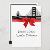 San Fran Skyline Etched BW Red Wedding Einladung (Vorne/Hinten)
