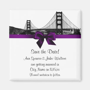 San Fran Skyline Etched BW Save the Date Lila Magnet