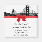 San Fran Skyline Etched BW Save the Date rot Magnet (Vorne)