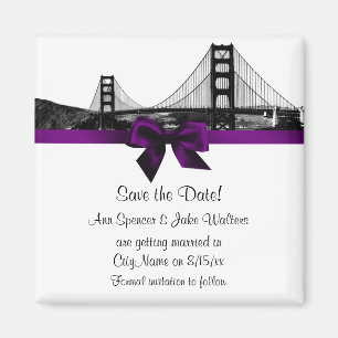 San Fran Skyline geätzt BW Lila Save-the-Date Magnet