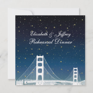 San Fran Skyline Geätzter Blauer Stern Probedinner Einladung