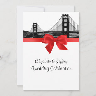 San Fran Skyline Gravur SW Rote Hochzeit Einladung