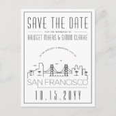 San Fran Wedding | Stilisierte Skyline Save the Da Postkarte (Vorderseite)