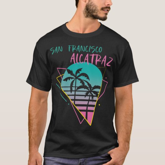 San Francisco Alcatraz Beach Palmen Urlaub T-Shirt (Vorderseite)