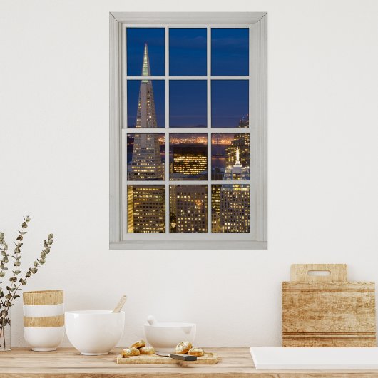 San Francisco am Fake "Night Imitats White Window" Poster (Küche)