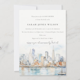 San Francisco Aquarell-Landschaft Baby Shower Einladung