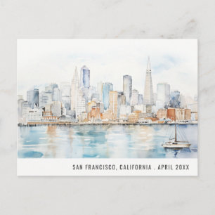 San Francisco Aquarell-Landschaft Reise Feiertagspostkarte