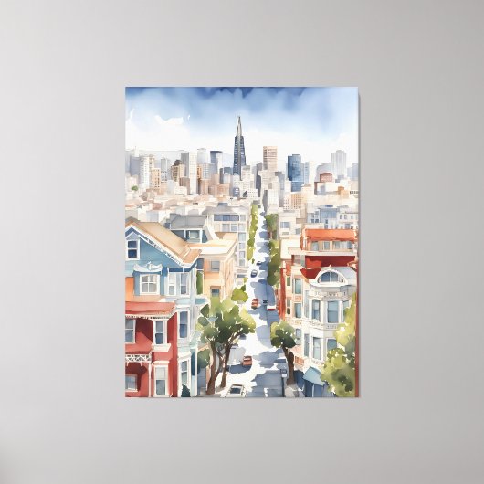 San Francisco Aquarell Leinwanddruck (Vorderseite)