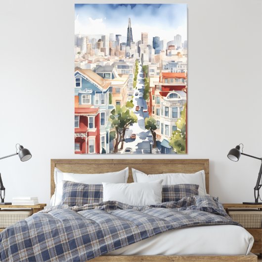 San Francisco Aquarell Leinwanddruck (Insitu (Schlafzimmer))