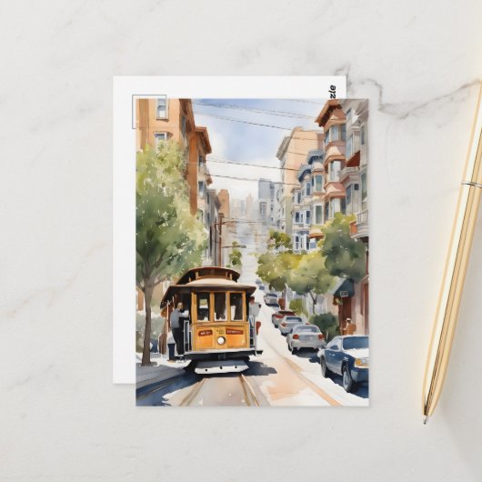 San Francisco Aquarell Postkarte (Vorderseite/Rückseite Beispiel)