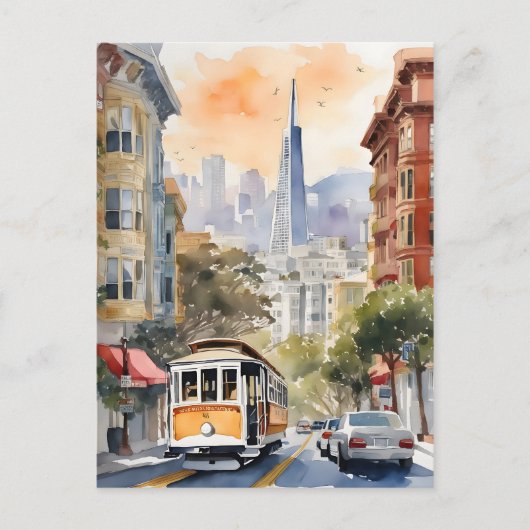 San Francisco Aquarell Postkarte (Vorderseite)