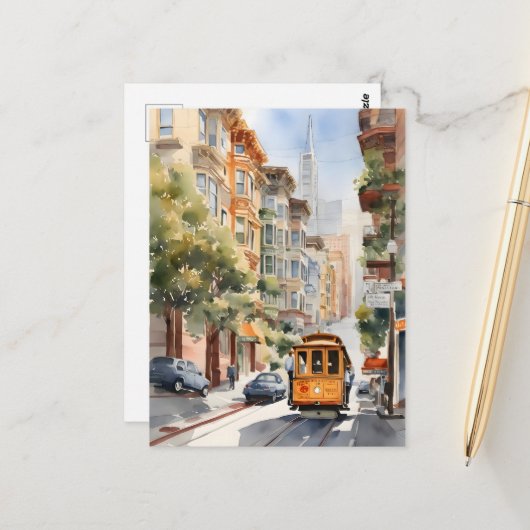 San Francisco Aquarell Postkarte (Vorderseite/Rückseite Beispiel)