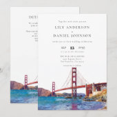 San Francisco Aquarell QR Code Hochzeit Einladung (Vorne/Hinten)