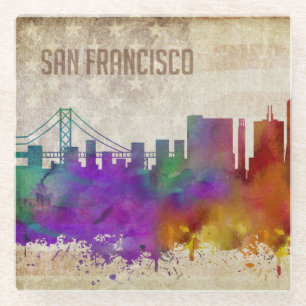 San Francisco, Aquarell-Stadt-Skyline CAs Glasuntersetzer