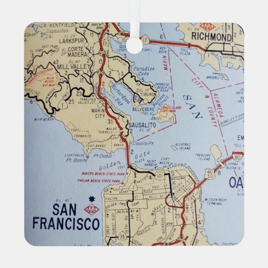 San Francisco Area Map Ornament Aus Metall (Rückseite)