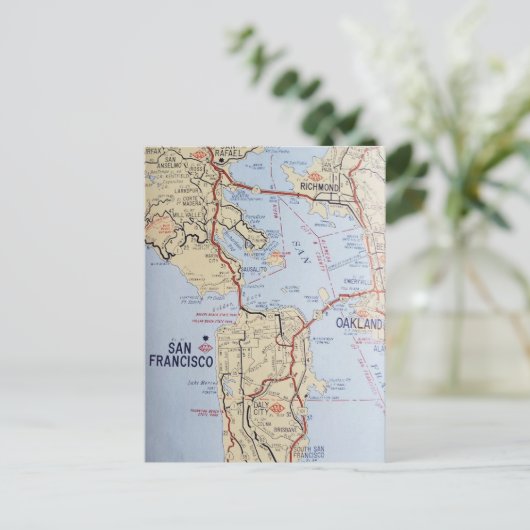 San Francisco Area Map Postkarte (Stehend Vorderseite)