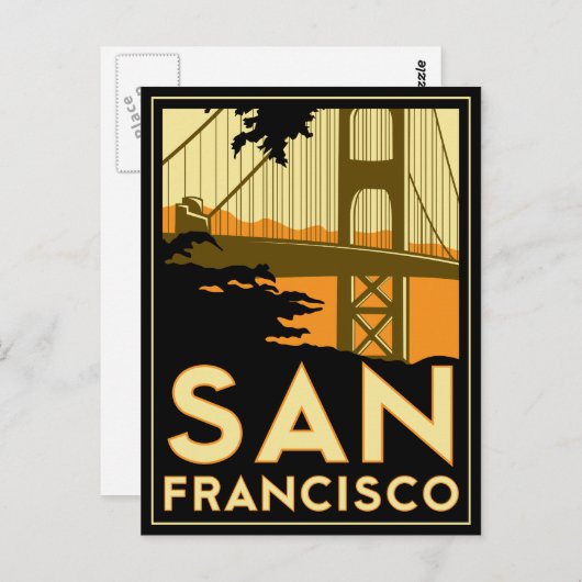 San Francisco Art Deco Poster Postkarte (Vorne/Hinten)