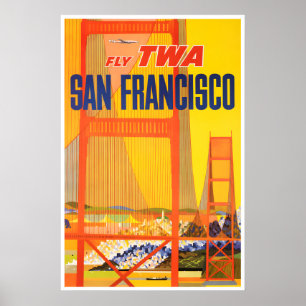 San Francisco Art TWA Reiseplakat Golden Gate Poster