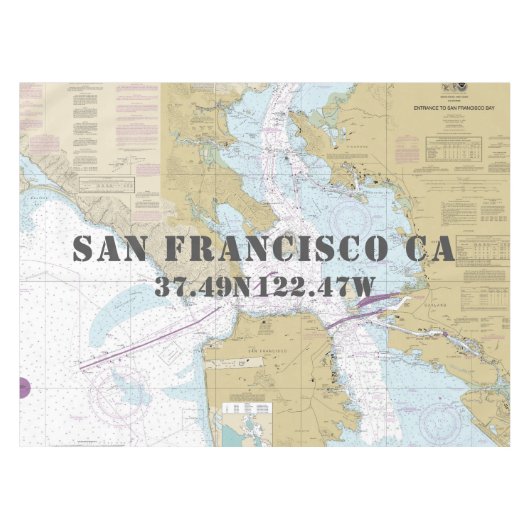 San Francisco Bay Authentisches NOAA-Nautical Char Tischdecke (Vorderseite (Horizontal))
