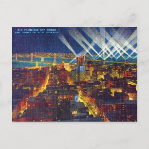 San Francisco Bay Bridge & Lichter der US-Flotte Postkarte