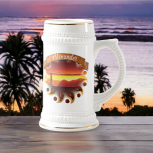 San Francisco Bay Bridge Sonnenuntergang Segelboot Bierglas