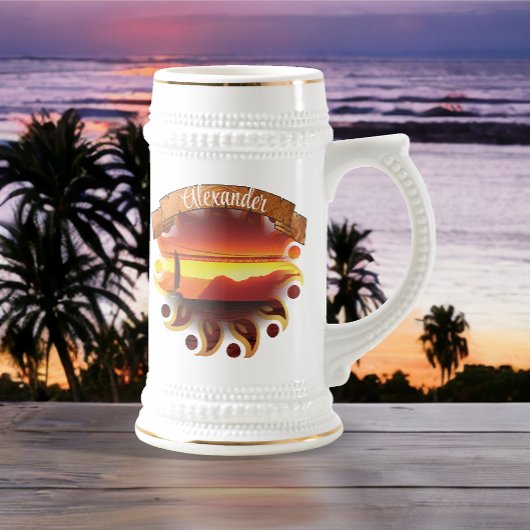 San Francisco Bay Bridge Sonnenuntergang Segelboot Bierglas