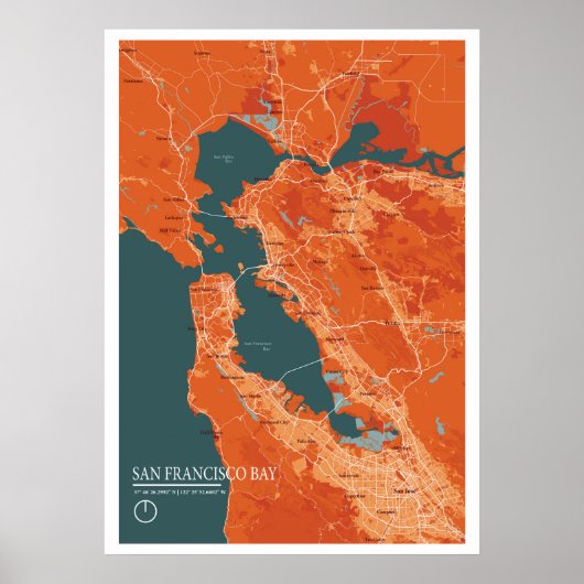 San Francisco Bay Map Poster (Vorne)