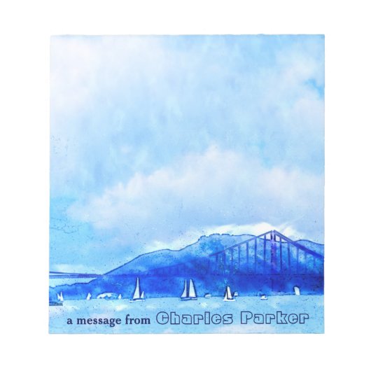 San Francisco Bay Mit Monogramm Notepad Notizblock (Vorderseite)